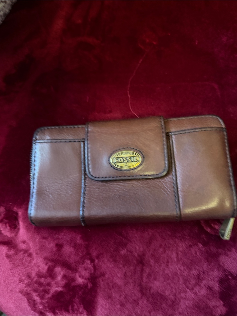 Fossil Explorer Brown Leather Clutch Wallet Vintage Leather